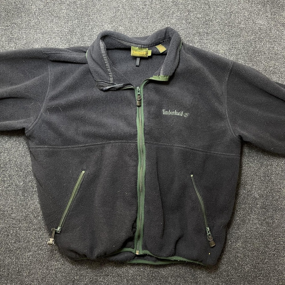 Vintage Timberland Jacket Mens Large Black Core Fleece Full Zip Weathergear 6551
